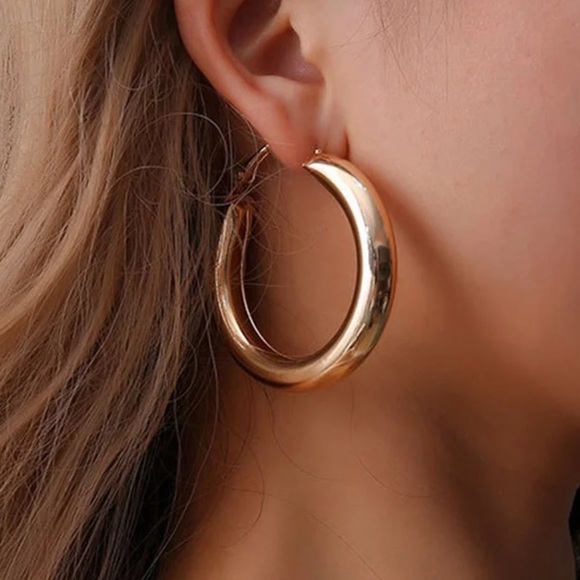 Jewelry - Gold plated 50 mm hoop earrings